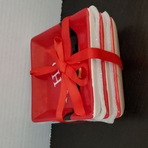 Set Of 3 Holiday Christmas Santa plates 5” Square New